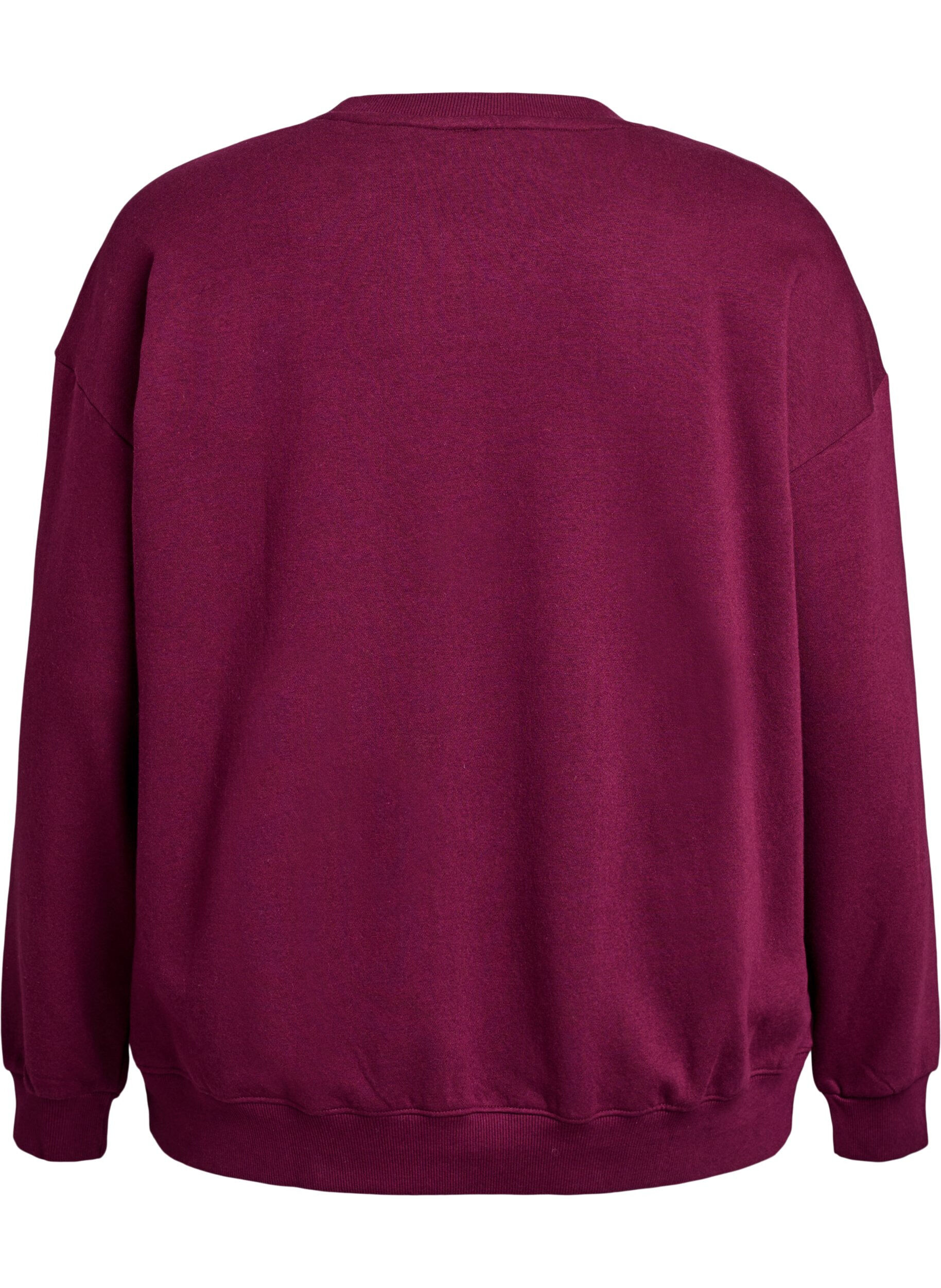 ZizziSweat-shirt avec imprim&eacute; texte, Bordeaux fonc&eacute;, Packshot image number 1