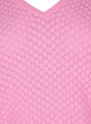 Pull en maille à motifs avec col en V, Begonia Pink, Packshot image number 2