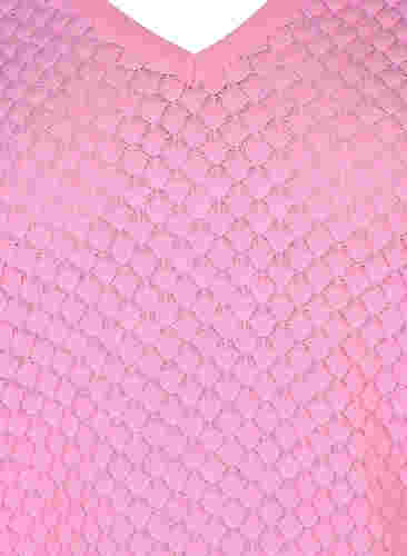 Gebreide top met patroon en v-halslijn, Begonia Pink, Packshot image number 2