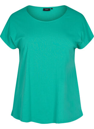 T-shirt met mix van katoen, Sea Green, Packshot image number 0