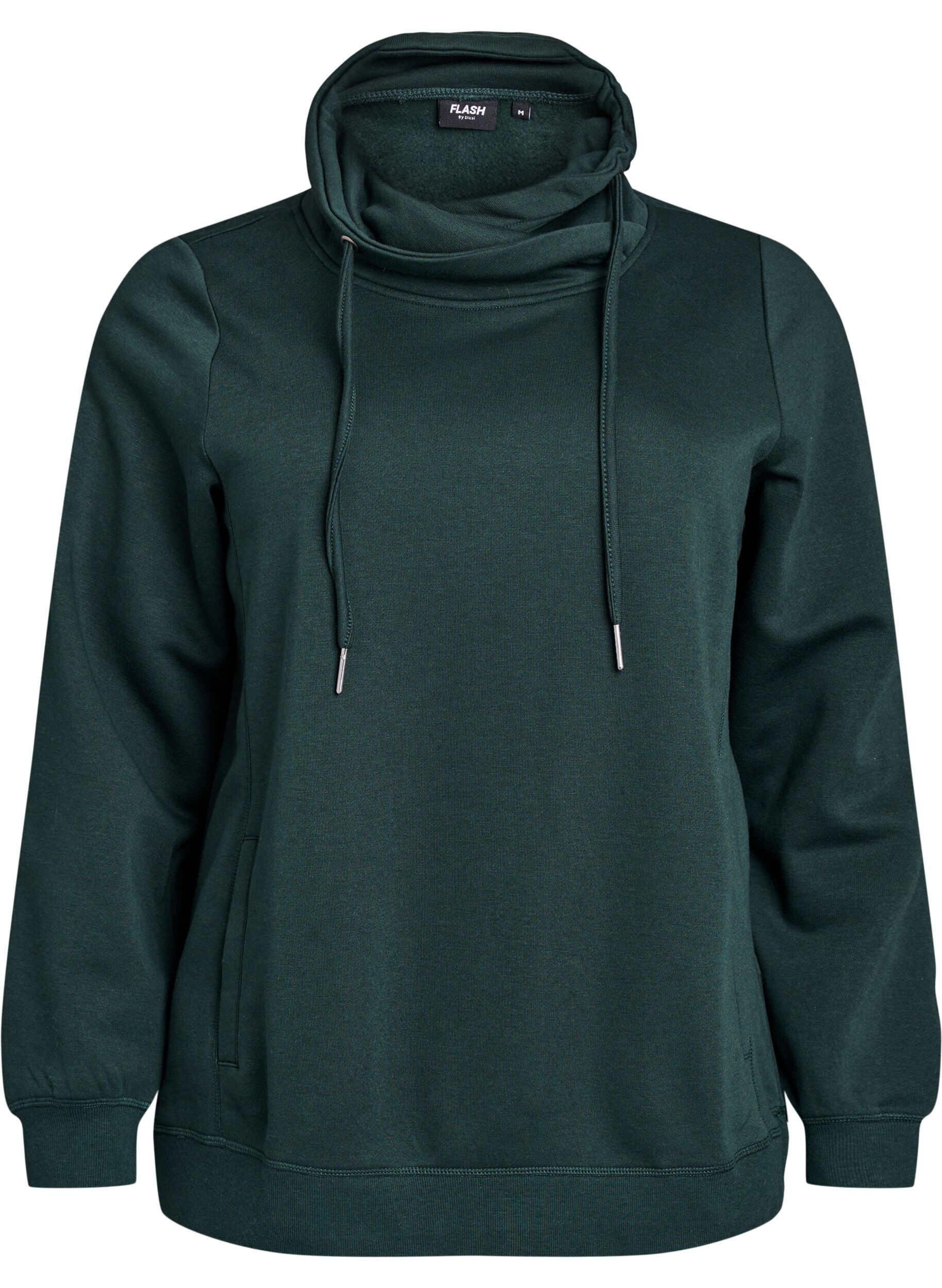 Zizzi FLASH - Sweat &agrave; col montant et poches, Vert fonc&eacute;, Packshot image number 0