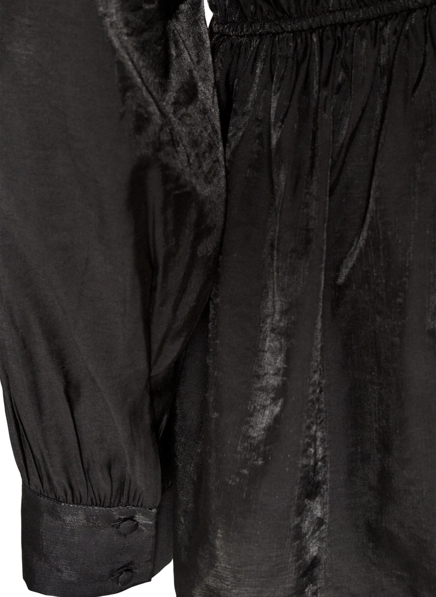 ZizziBlouse brillante en viscose &agrave; effet p&eacute;plum, Noir, Packshot image number 3