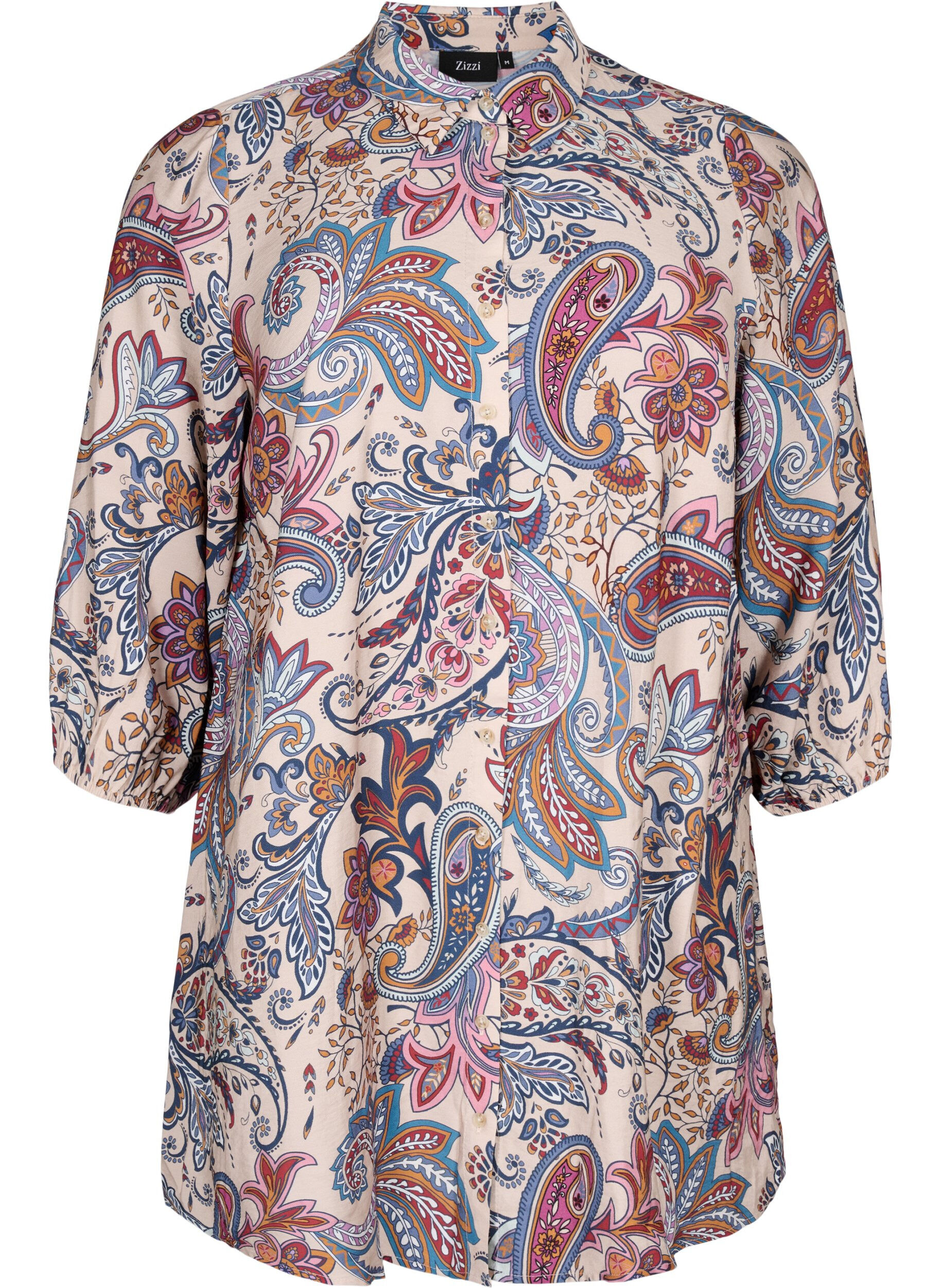 ZizziViscose tuniek met 3/4-mouwen en paisley print, Sand Do. Paisley AOP, Packshot image number 0