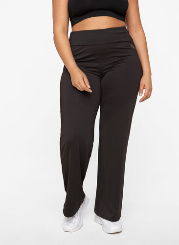 Pantalon d'entraînement de couleur unie avec stretch, Black, Model image number 0