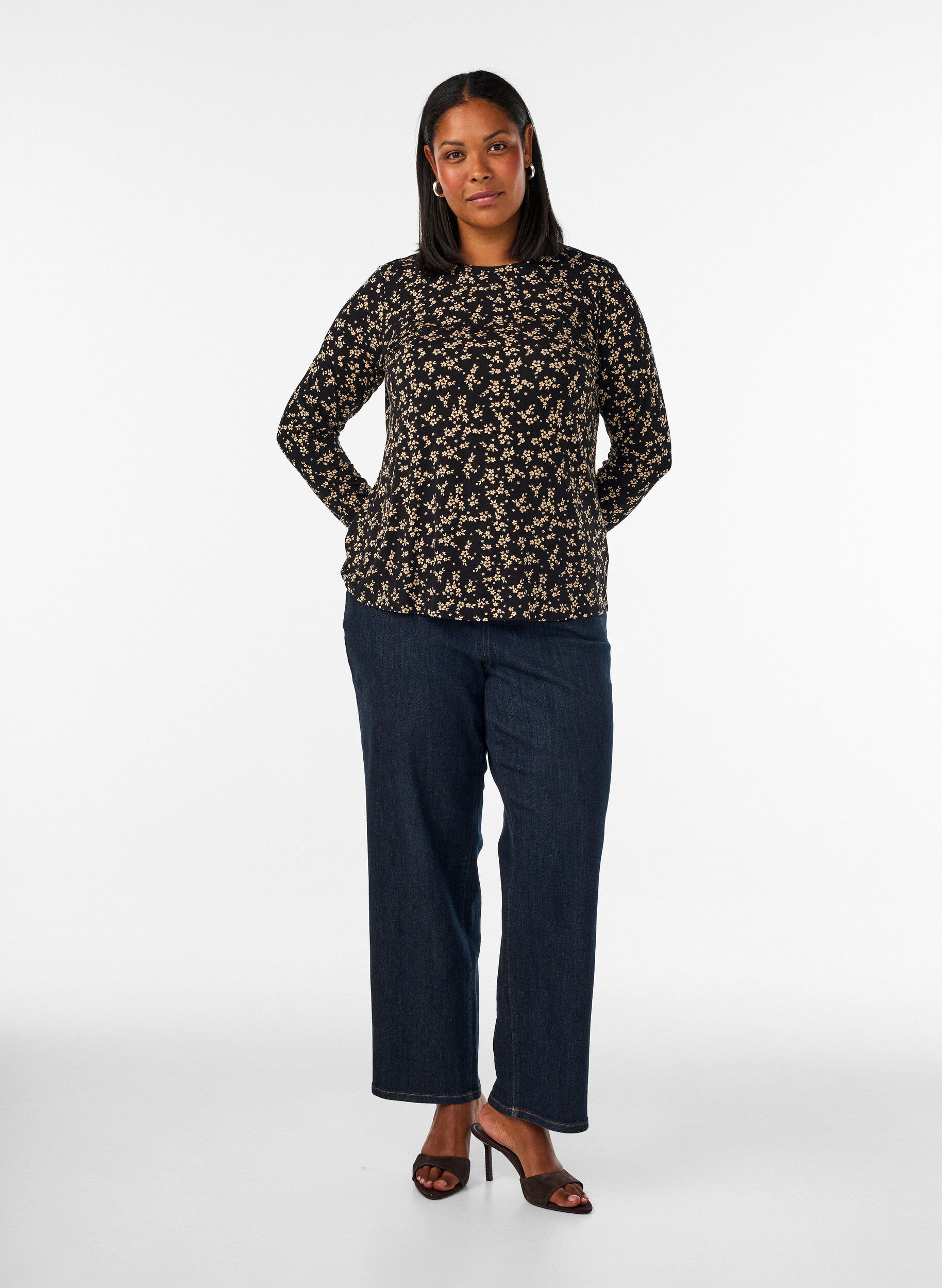 ZizziBlouse &agrave; manches longues, Noir, Model image number 1