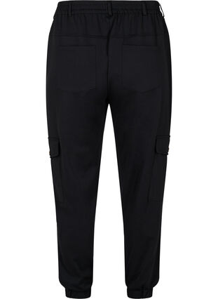 Losse broek met elastische rand en zakken, Black, Packshot image number 1