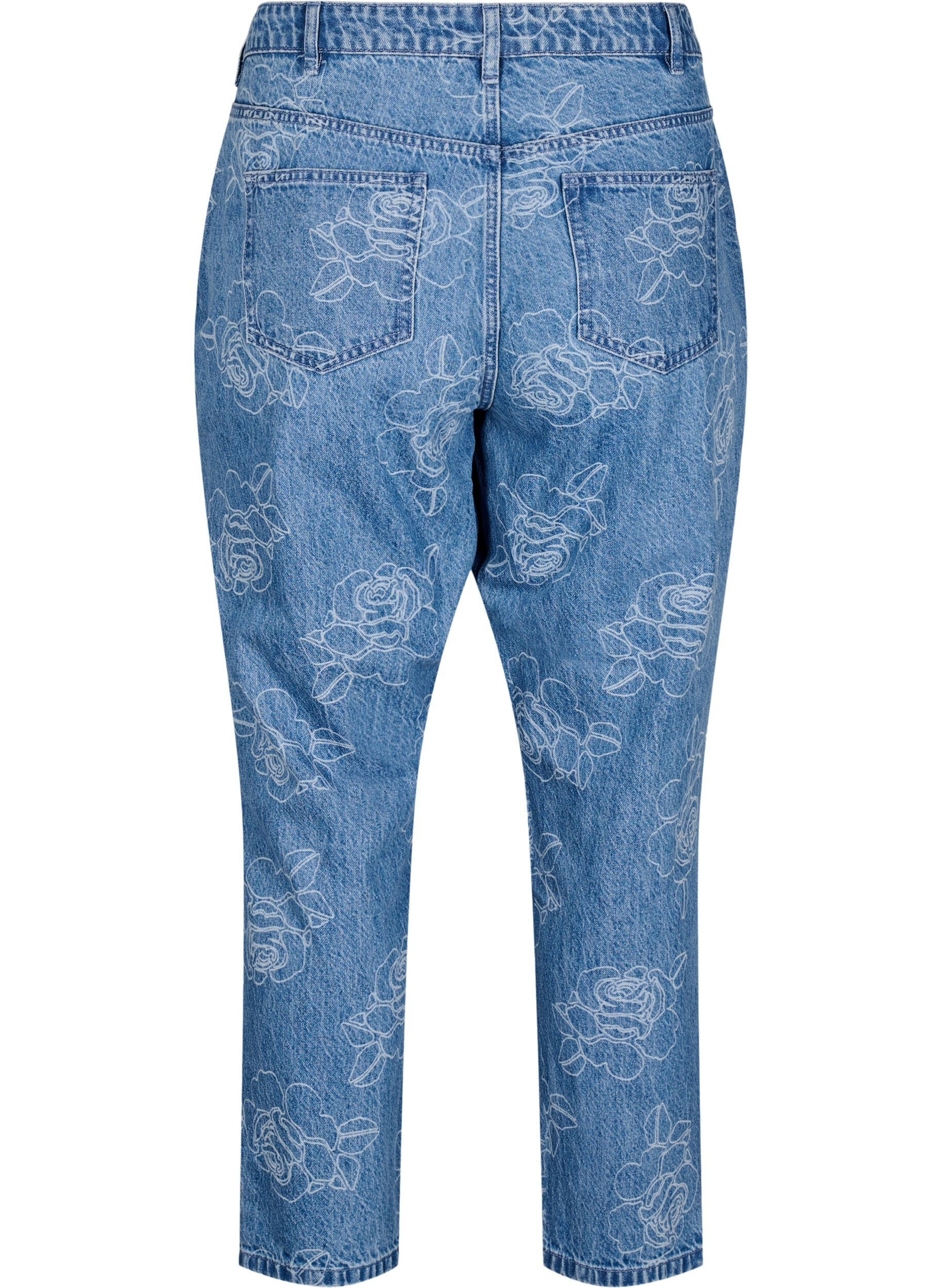 ZizziMille jeans met een bloemenpatroon, Blauw, Packshot image number 1