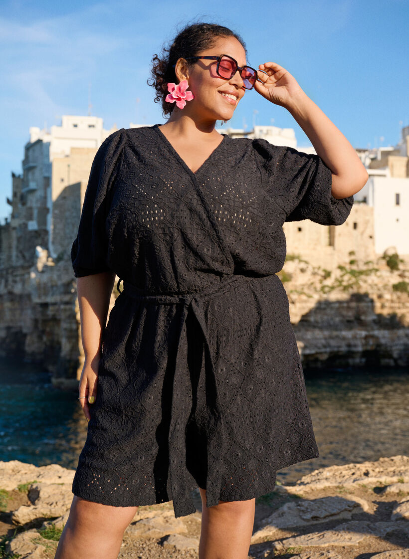 Combishort avec manches courtes et nœud, Black, Image image number 0