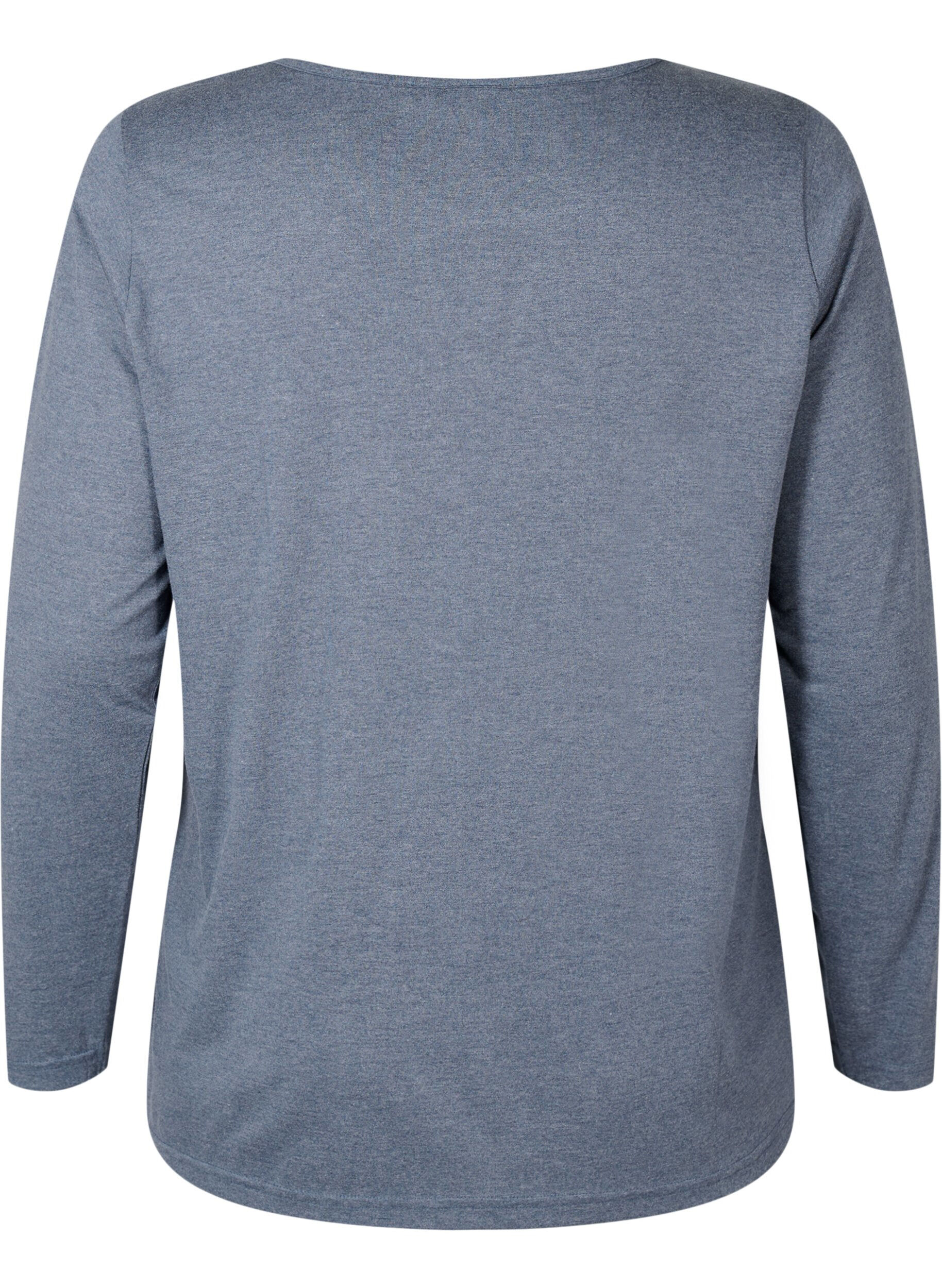 ZizziGem&ecirc;leerde blouse met lange mouwen, Night Sky Mel. , Packshot image number 1
