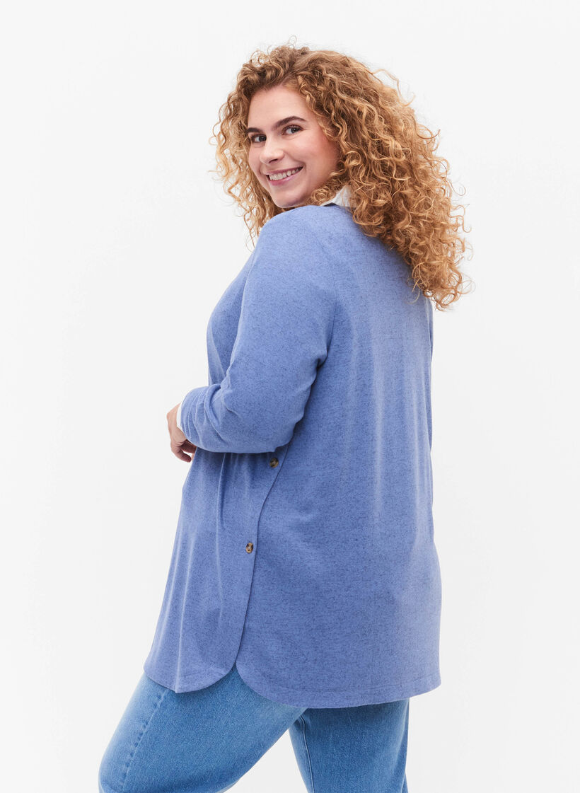 Blouse m&eacute;lang&eacute;e avec boutons, Colony Blue Melange, Model image number 1