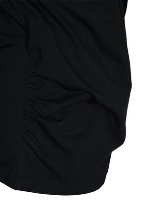Blouse en coton à manches 3/4 et cache-cœur, Black, Packshot image number 3