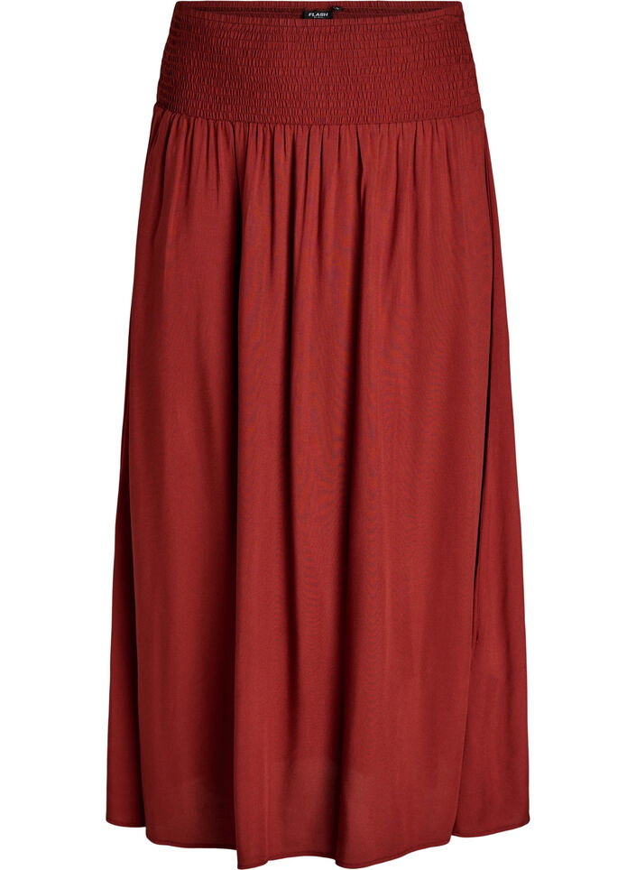 Viscose maxi-rok met smock, Rood, Packshot image number 0