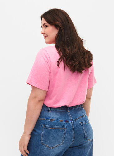 T-shirt basique à manches courtes et col en V, Rosebloom, Model image number 1