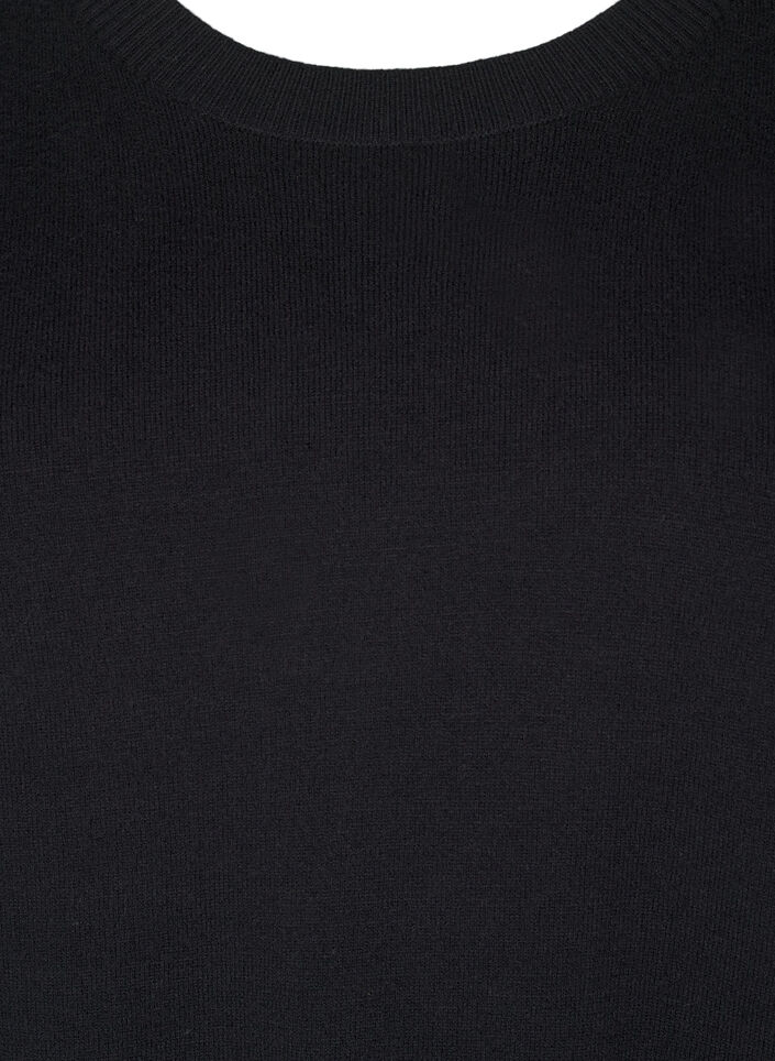 Gebreide blouse met ronde hals, Zwart, Packshot image number 2