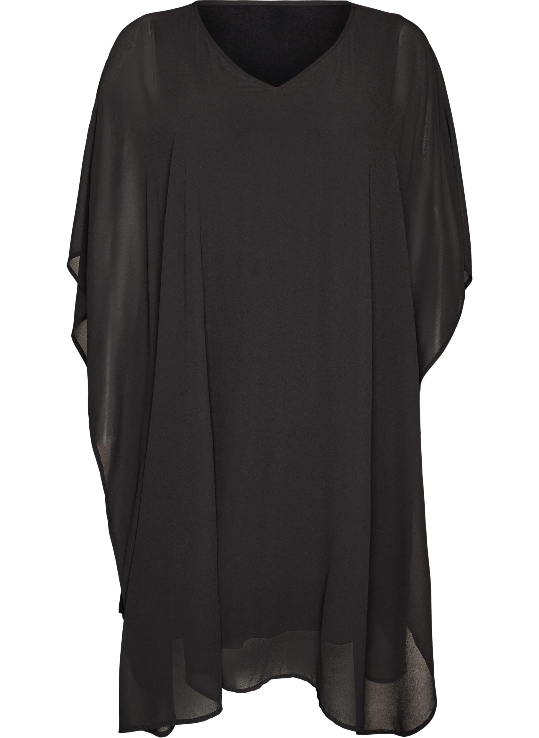 ZizziRobe courte en mousseline avec col en V, Noir, Packshot image number 0
