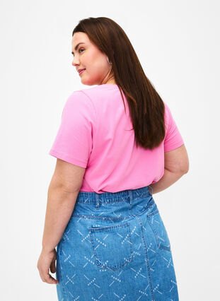 T-shirt en coton uni basique, Rosebloom, Model image number 1