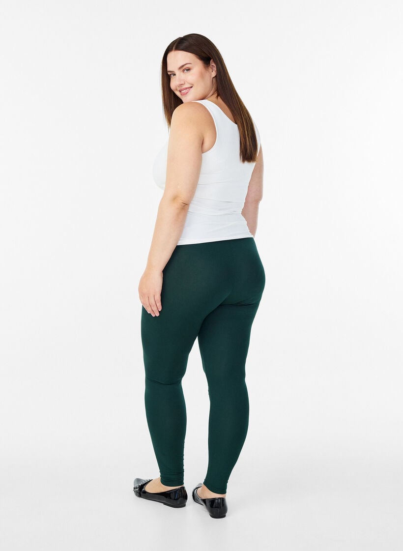 Leggings basiques en viscose, Vert fonc&eacute;, Model image number 2