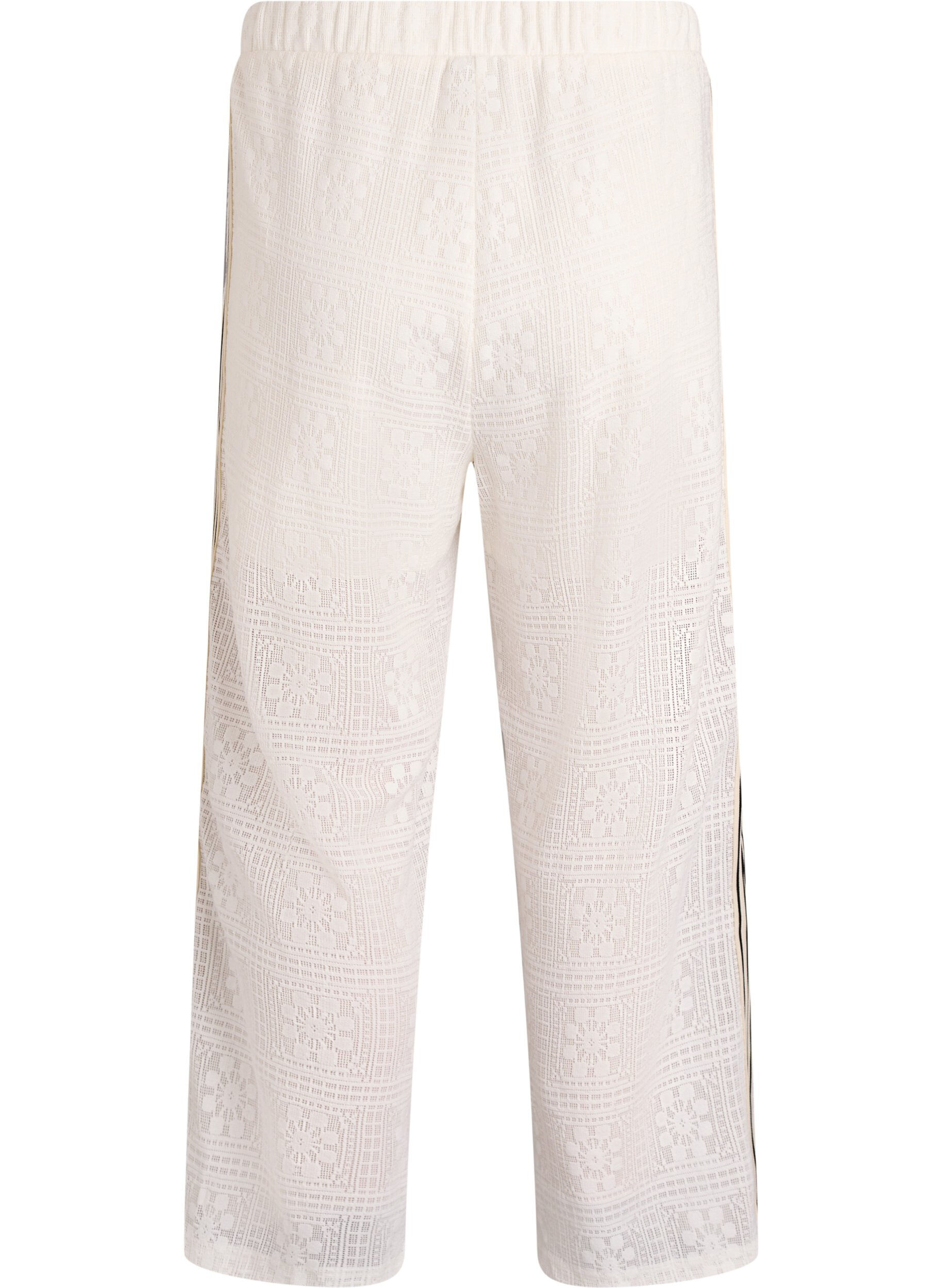 Zizzi Pantalon large en dentelle avec bandes contrastantes, Blanc, Packshot image number 1