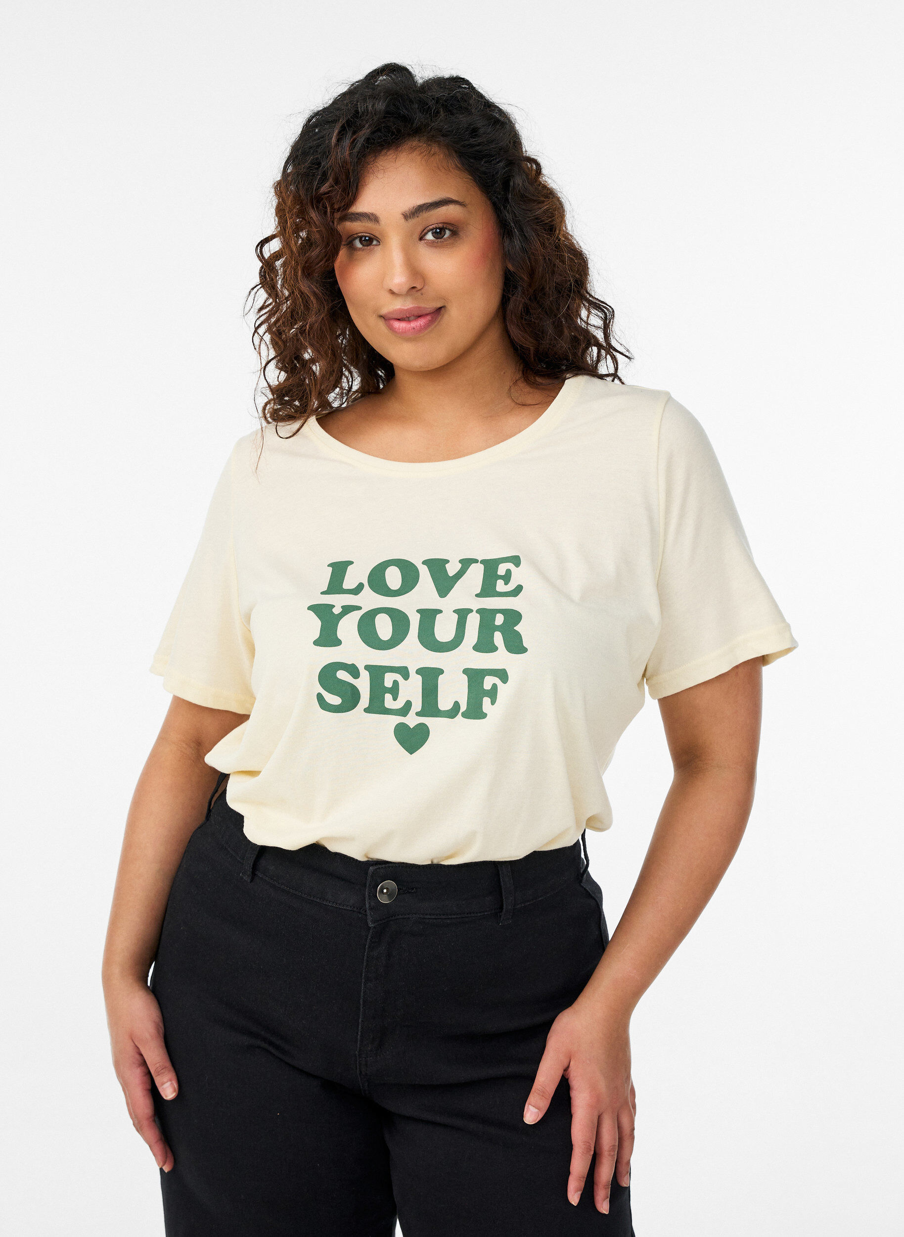 ZizziT-shirt met print, Geel, Model image number 0