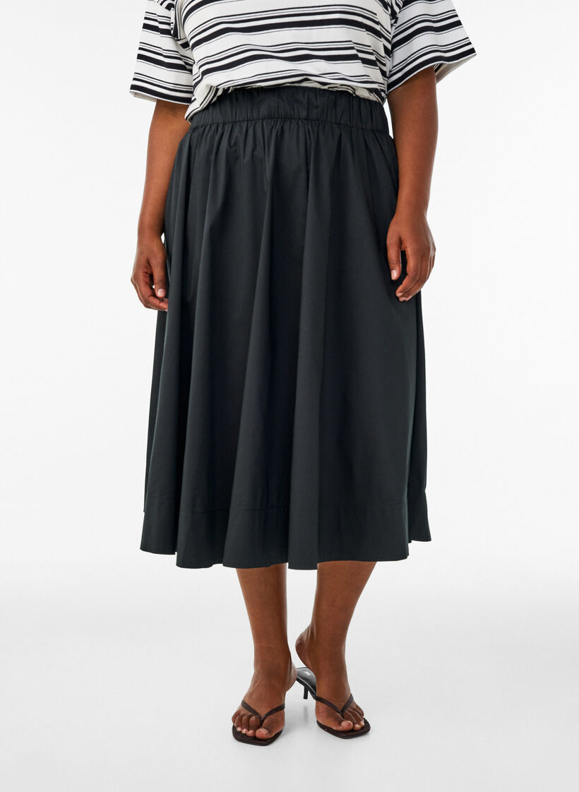 Jupe midi ample &agrave; coupe &eacute;vas&eacute;e, Noir, Model image number 0