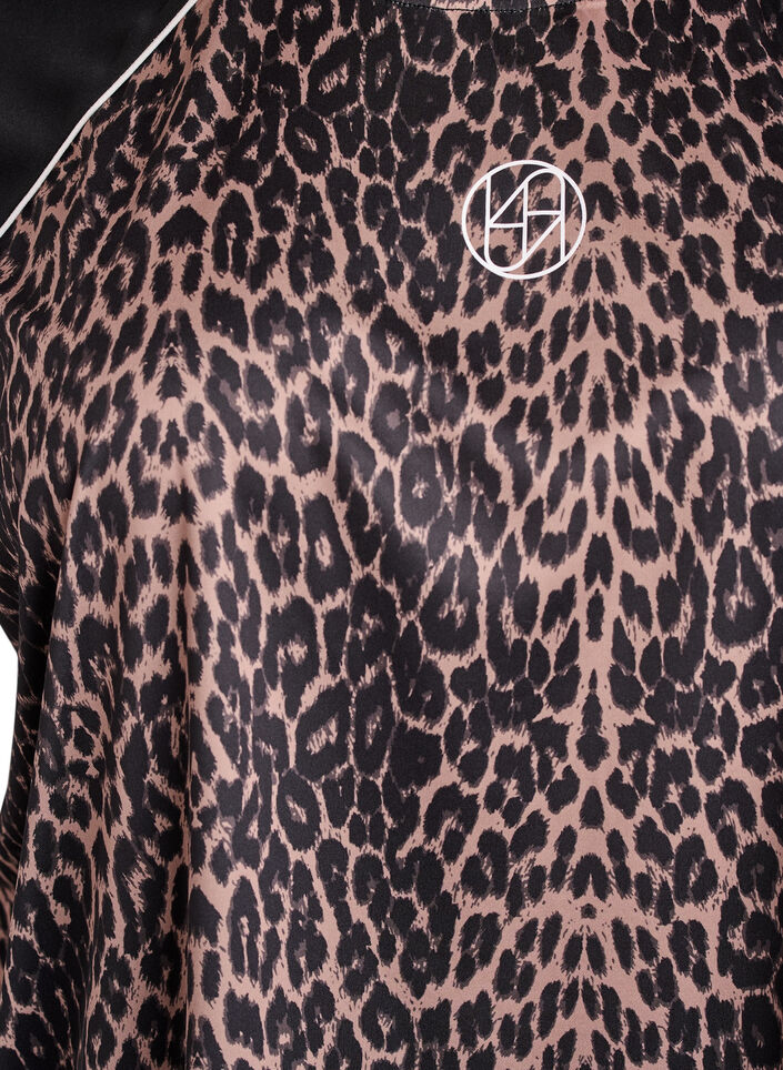 Workout T-shirt met raglanmouwen en luipaardprint, Bruin, Packshot image number 2