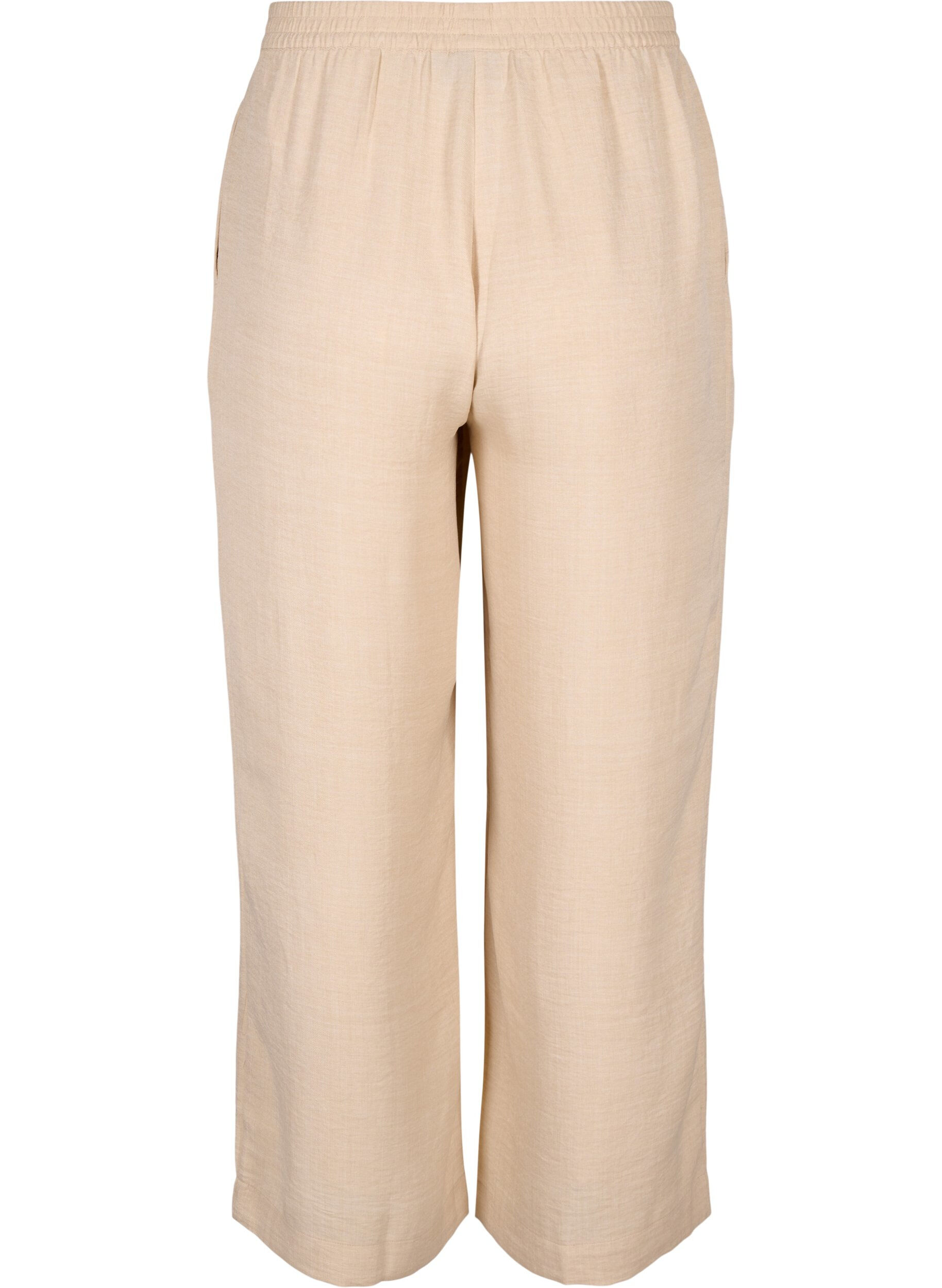 Zizzi Pantalon ample avec ceinture &eacute;lastique et poches, Beige, Packshot image number 1