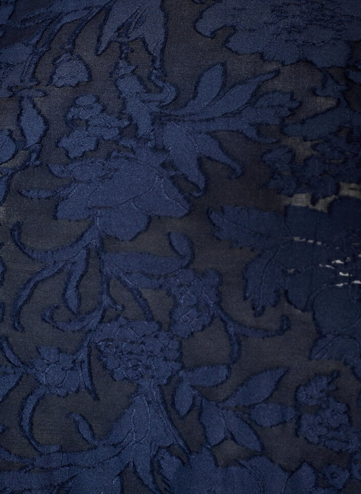 Blouse transparente avec texture florale et manches longues, Bleu, Packshot image number 2