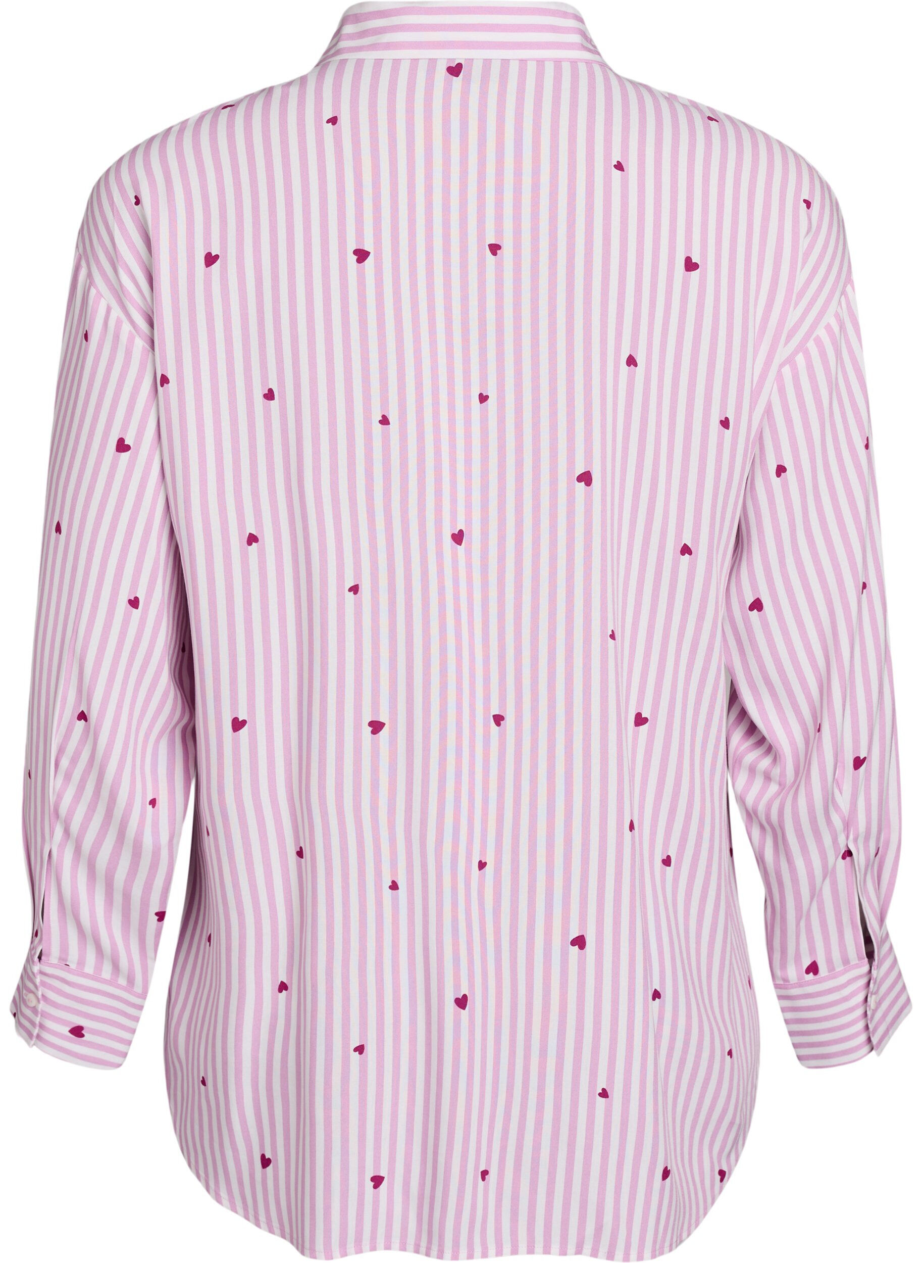 ZizziNachtshirt met strepen en hartjes, Roze, Packshot image number 1