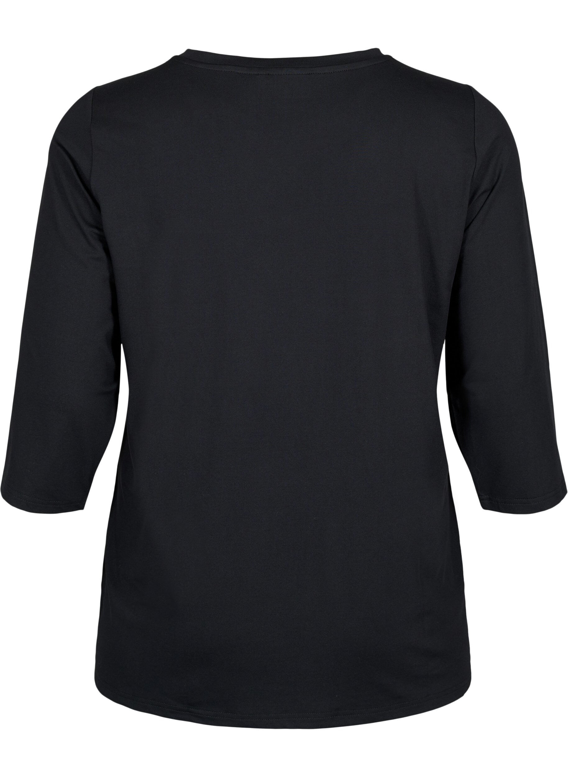ZizziTrainings-T-shirt met 3/4 mouwen en gaasdessin, Black, Packshot image number 1