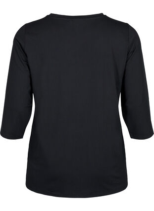 T-shirt d'entraînement avec manches 3/4 et maille à motifs, Black, Packshot image number 1