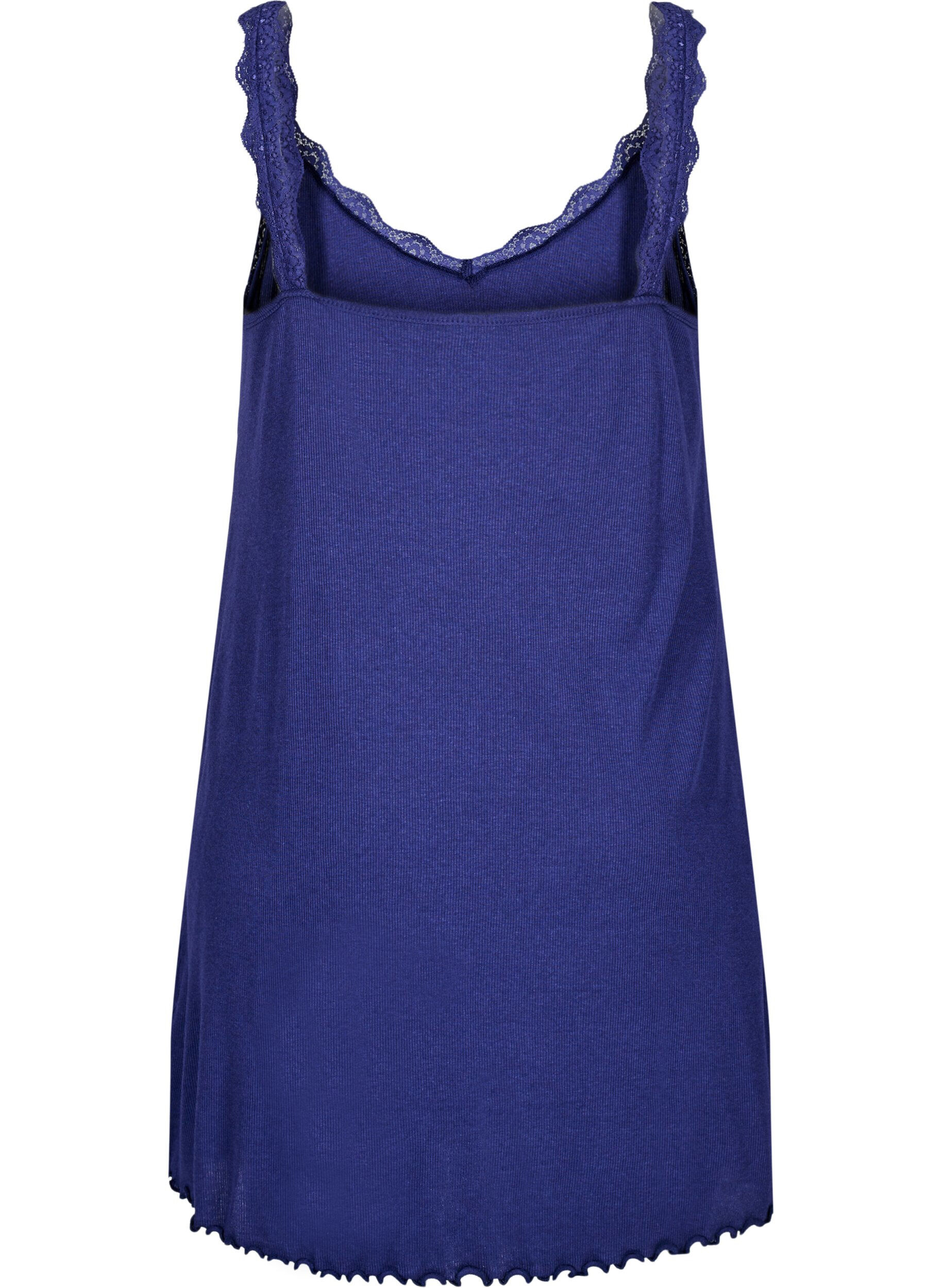 Zizzi Chemise de nuit avec ourlet en dentelle, Bleu, Packshot image number 1