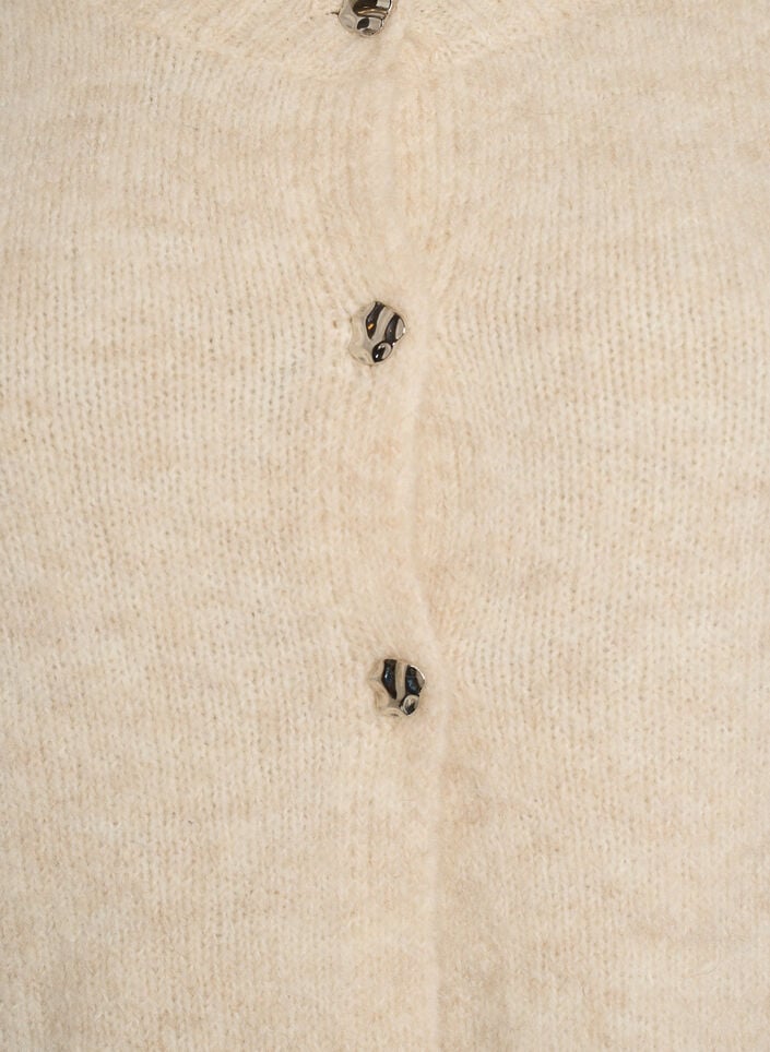 Cardigan en m&eacute;lange de laine avec manches trois-quarts, Beige, Packshot