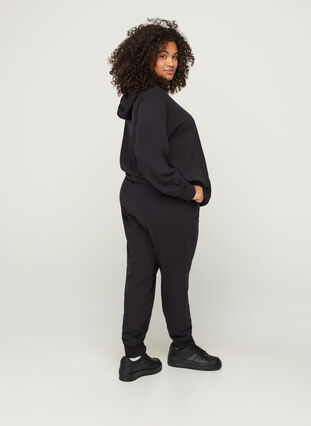 Pantalon de jogging en coton avec poches, Black, Model image number 0