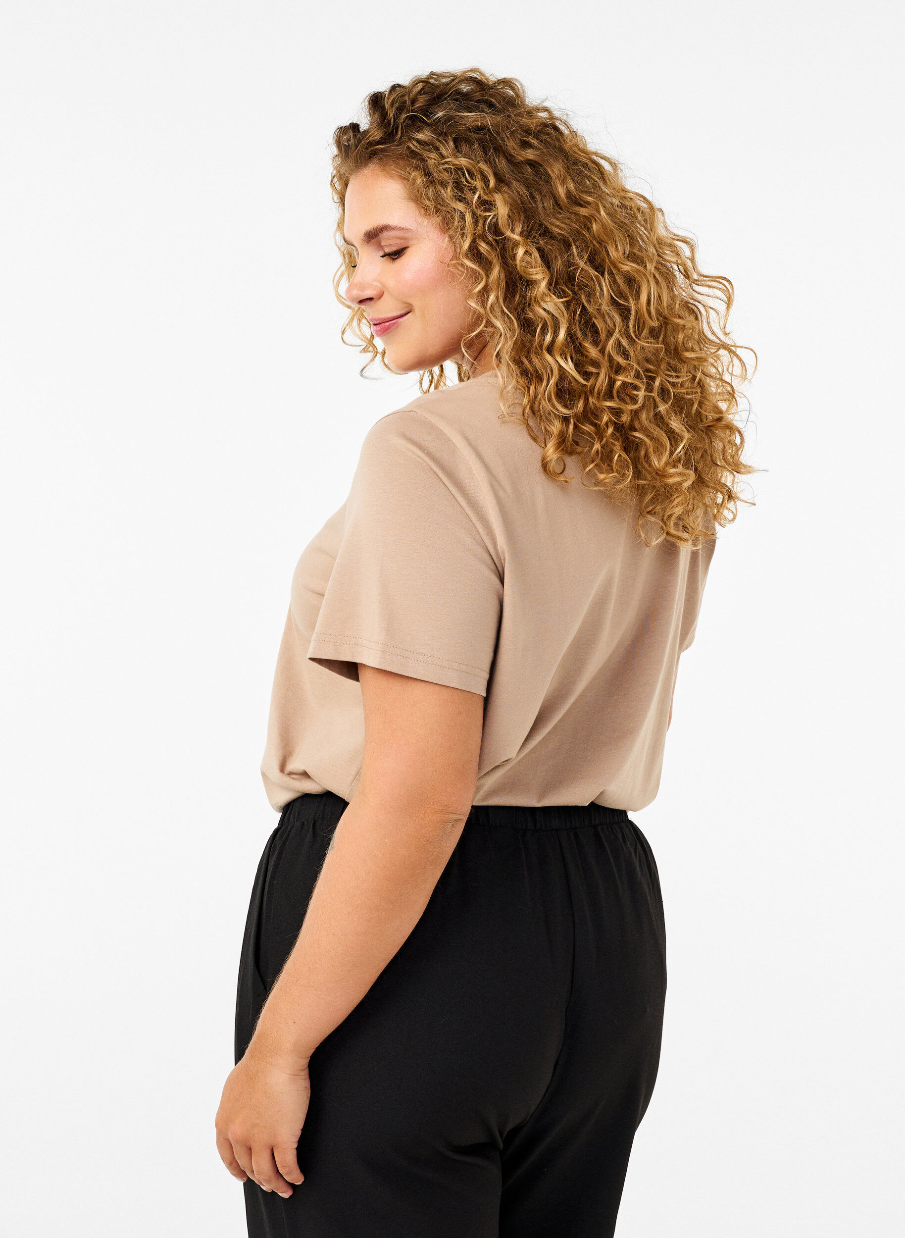 Zizzi T-shirt &agrave; motif, S. Mink w. Text, Model image number 1