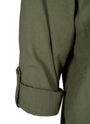 Katoenen overhemdblouse met V-hals, Thyme, Packshot image number 3
