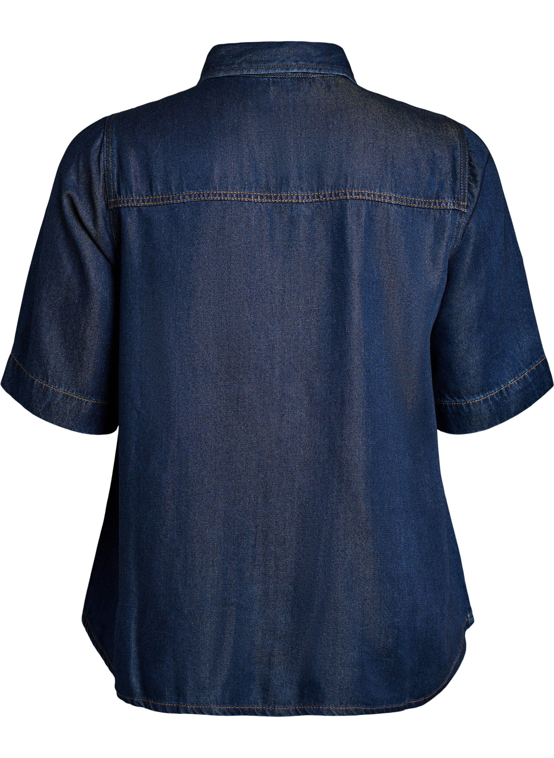 ZizziDenimlook lyocell shirt met korte mouwen, Blauw, Packshot image number 1