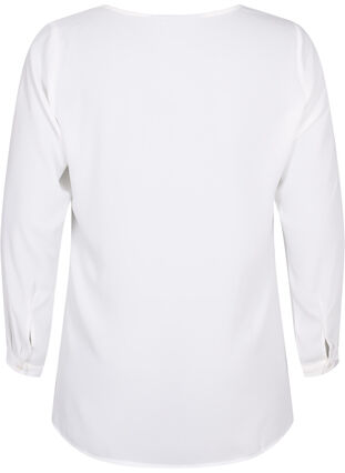 Overhemd met lange mouwen en v-hals, Bright White, Packshot image number 1