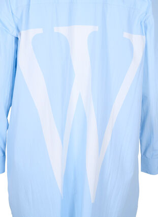 Lang katoenen blouse met kraag en knoopsluiting, Chambray Blue, Packshot image number 3