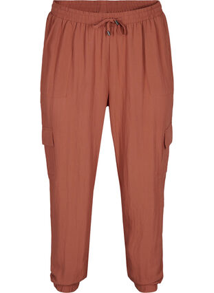 Pantalon ample en viscose avec de grandes poches, Copper Brown, Packshot image number 0