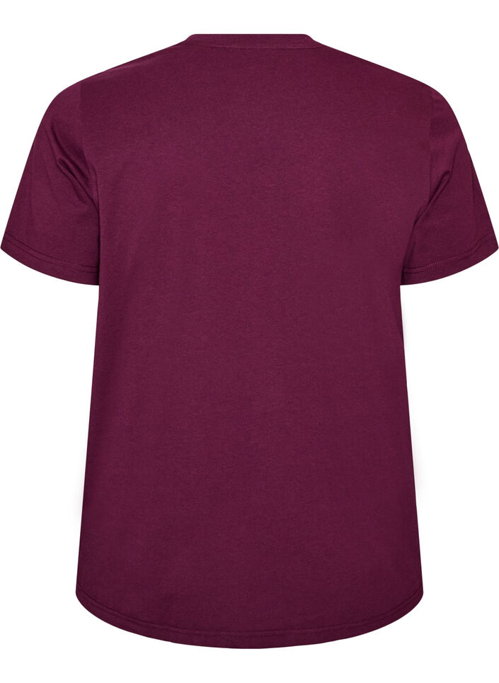 T-shirt met bloemenborduursel en strassteentjes, Paars, Packshot image number 1