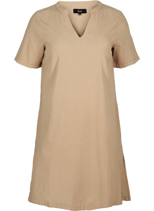 V-neck cotton dress, Nomad, Packshot image number 0
