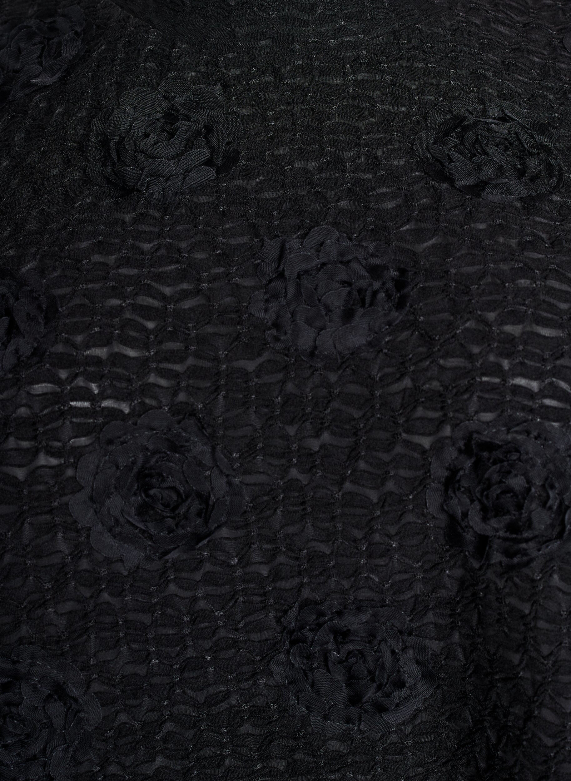 ZizziBlouse met 3D-bloemen en korte mouwen, Zwart, Packshot image number 2