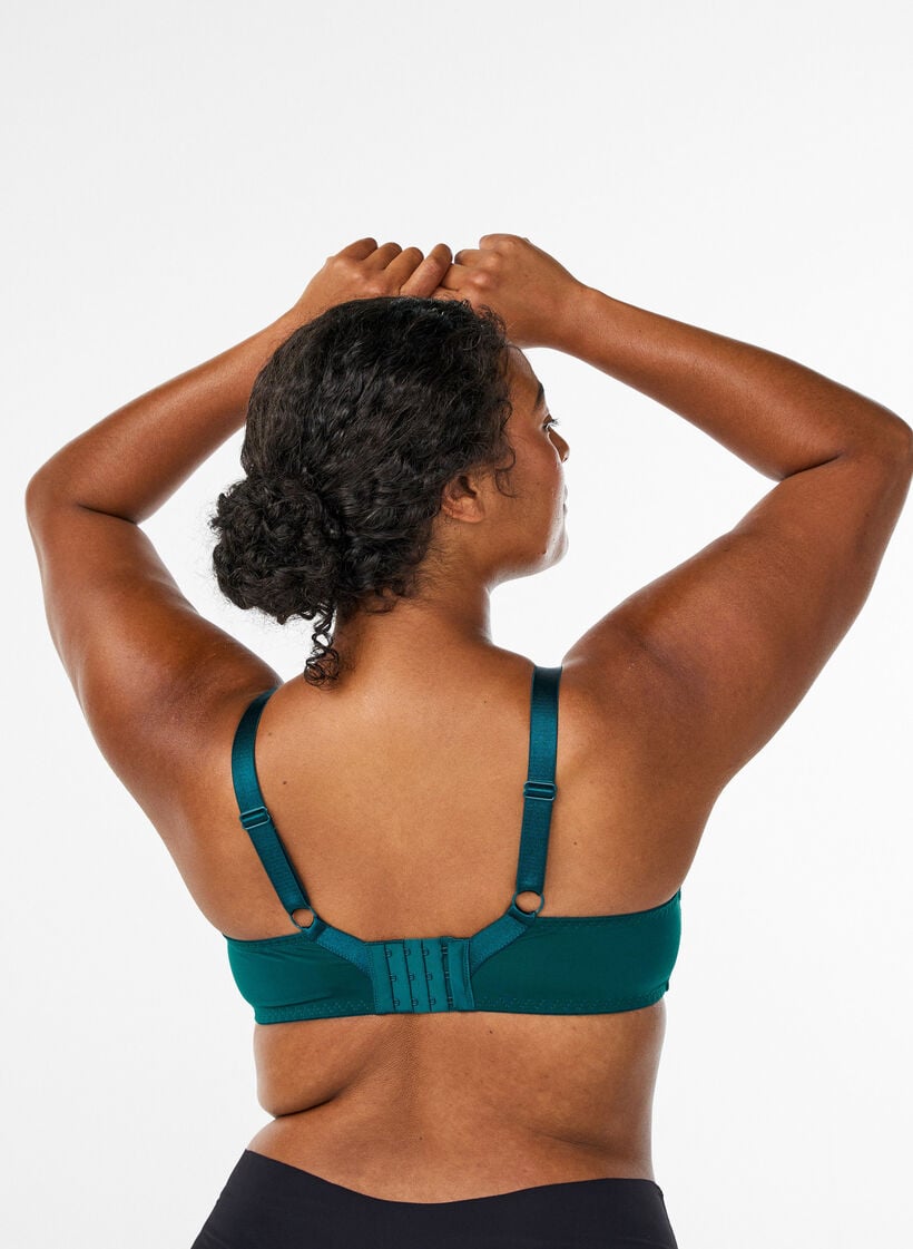 Soutien-gorge rembourr&eacute; en dentelle avec armatures, Vert fonc&eacute;, Model image number 2