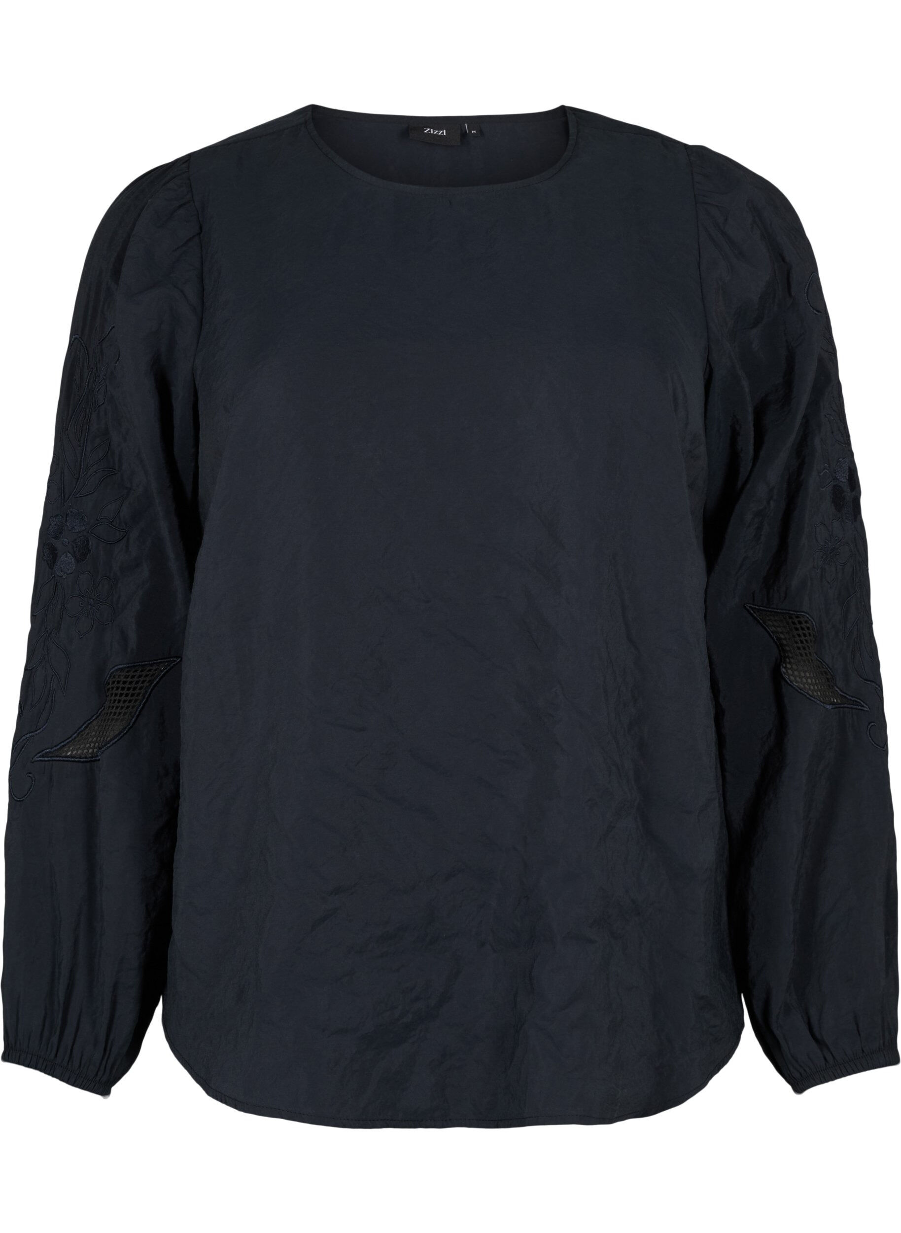 ZizziBlouse van Tencel&trade; Modal met geborduurde details, Black, Packshot image number 0