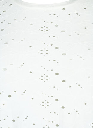 Blouse met lange mouwen en gaatjespatroon, Bright White, Packshot image number 2