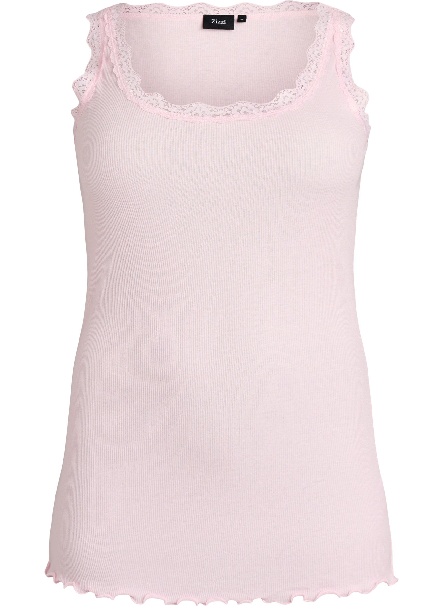 ZizziTop met kanten afwerking, Roze, Packshot image number 0