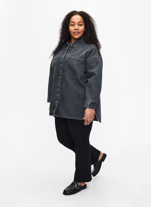 Veste en jean ample avec boutons, Grey Denim, Model image number 2
