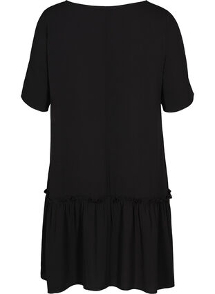 korte jurk met ruches, Black, Packshot image number 1