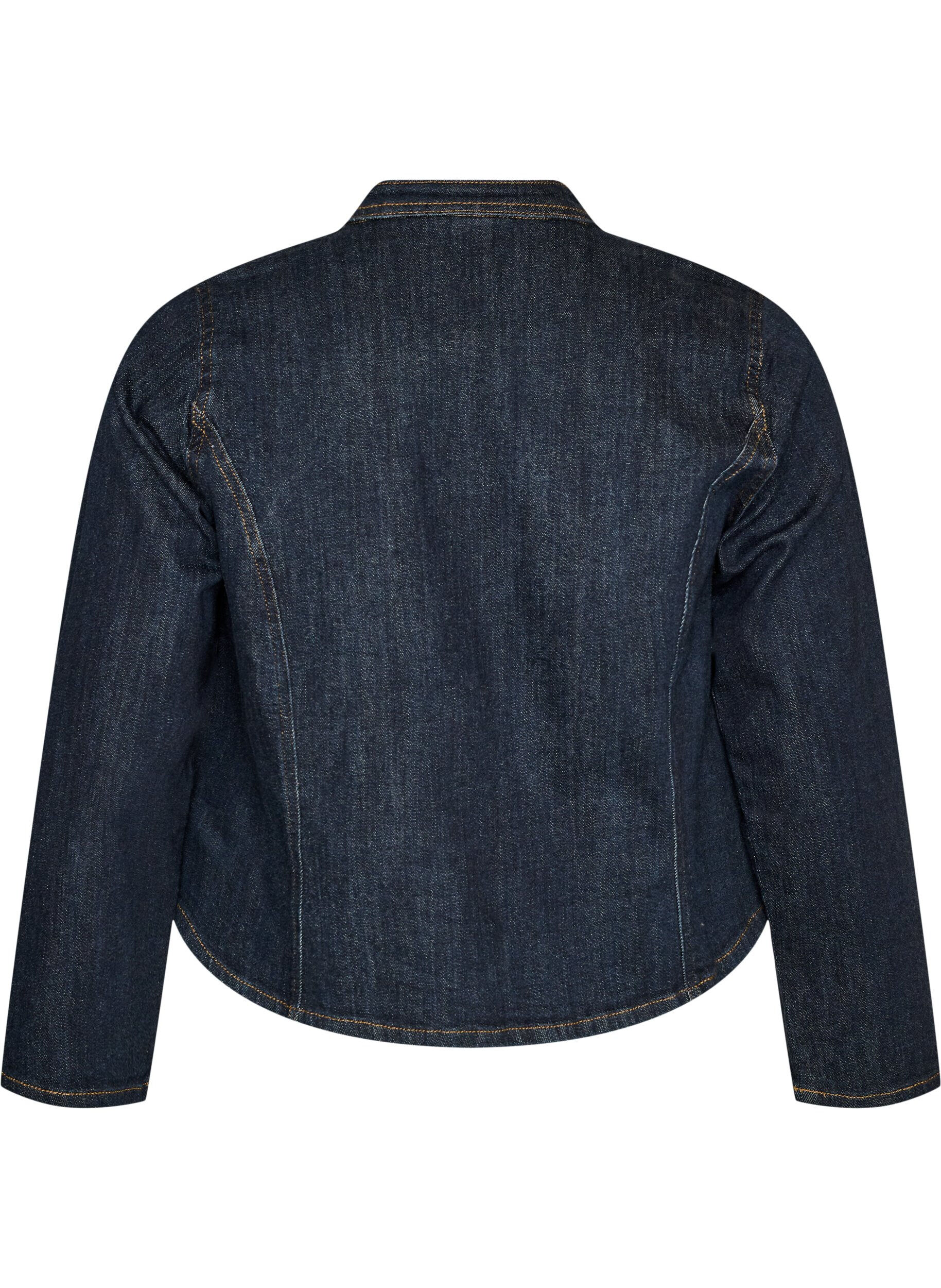 ZizziStrakzittend spijkerjack met ritssluiting, Blauw, Packshot image number 1