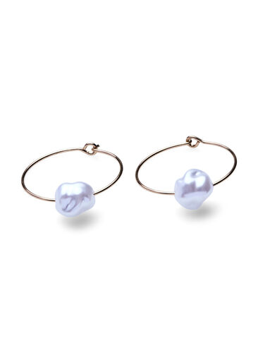 Boucles d'oreilles créoles avec perle, Gold, Packshot image number 0